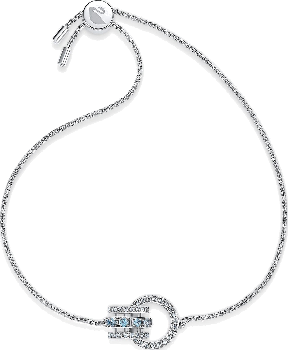 Bracelet Swarovski Further 5537123 pour femme, plaqué rhodium argenté avec cristaux blancs et bleus vue 3