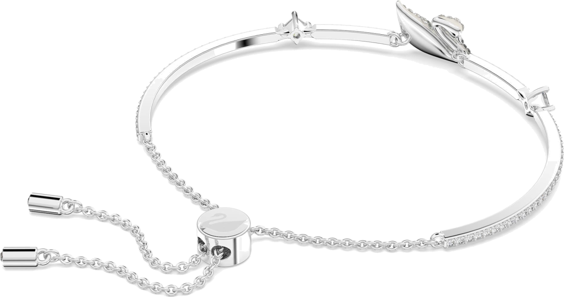 Bracelet jonc ajustable pour femme Swarovski Iconic Swan 5614119 en plaqué rhodium argenté avec cristaux vue 5