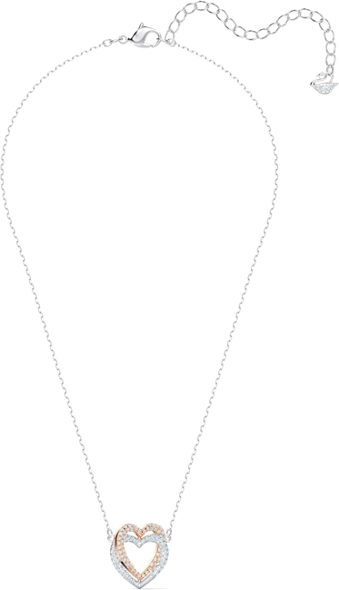 Collier Swarovski Hyperbola Double Heart 5518868 en plaqué rhodium avec cristaux blancs pour femme vue 2