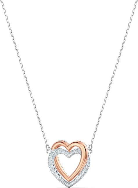 Collier Swarovski Hyperbola Double Heart 5518868 en plaqué rhodium avec cristaux blancs pour femme vue 3