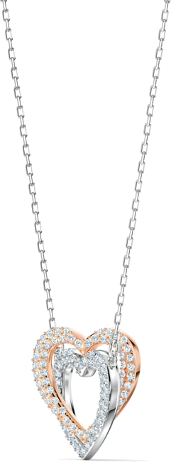 Collier Swarovski Hyperbola Double Heart 5518868 en plaqué rhodium avec cristaux blancs pour femme vue 4