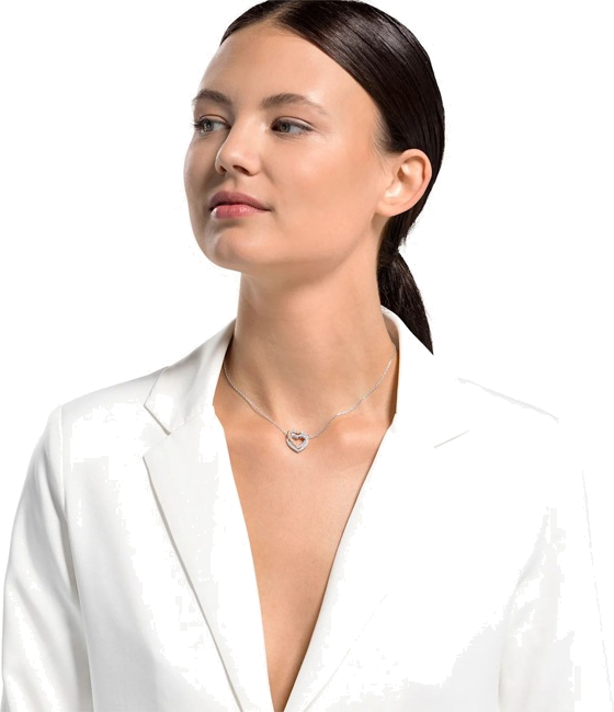 Collier Swarovski Hyperbola Double Heart 5518868 en plaqué rhodium avec cristaux blancs pour femme vue 5