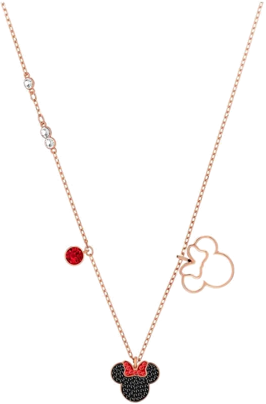 Collier Swarovski Mickey & Minnie 5429090 plaqué or rose cristaux noirs et rouges