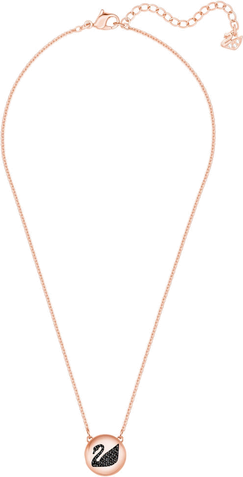 Collier Swarovski Hall Swan 5382446 en plaqué or rose avec cristaux noirs pour femme vue 2