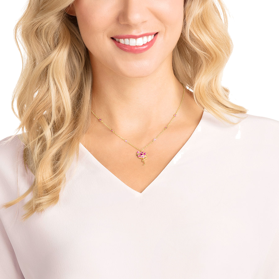 Collier Swarovski pour femme 5375303 - Flamant rose plaqué or avec cristaux vue 2