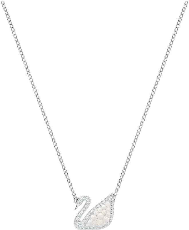 Collier Swarovski Iconic Swan 5416605 plaqué rhodium perles et cristaux blancs