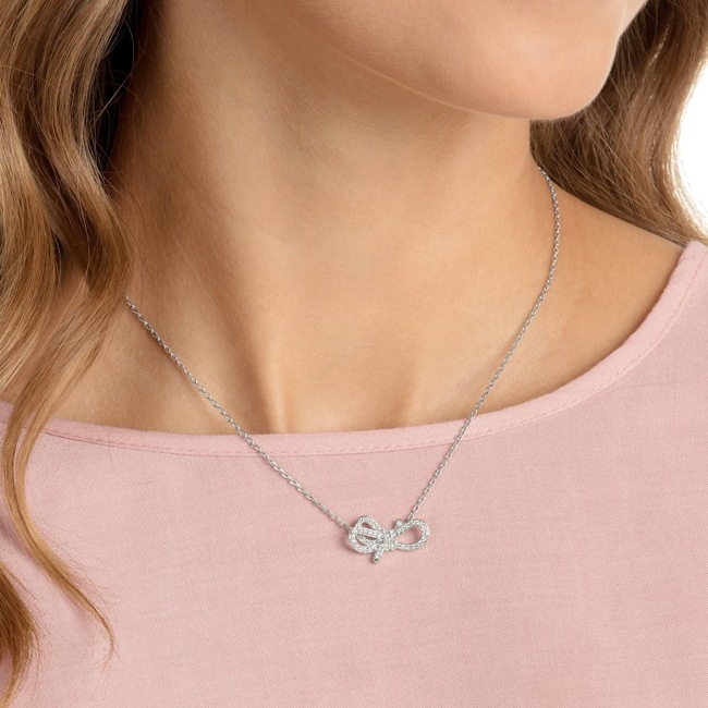 Collier Swarovski Lifelong Bow 5440643 en plaqué rhodium argent pour femme vue 3