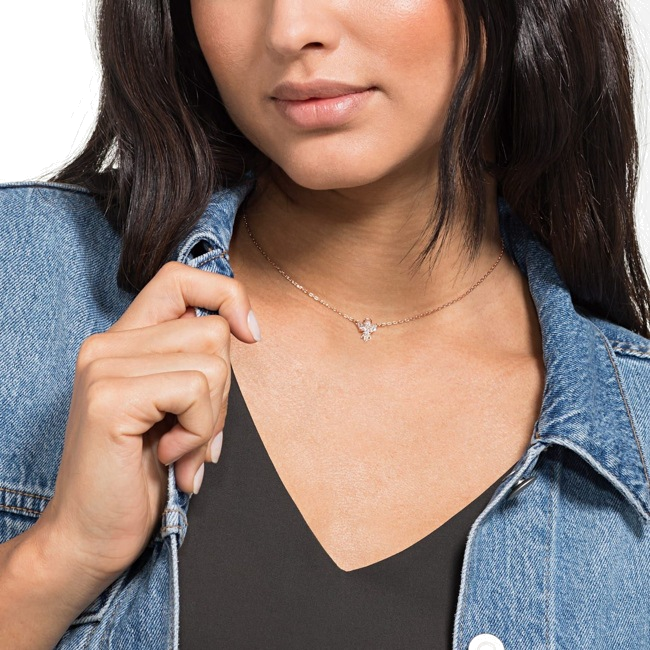 Collier Swarovski Magic Angel 5498966 plaqué or rose avec cristaux blancs pour femme vue 4