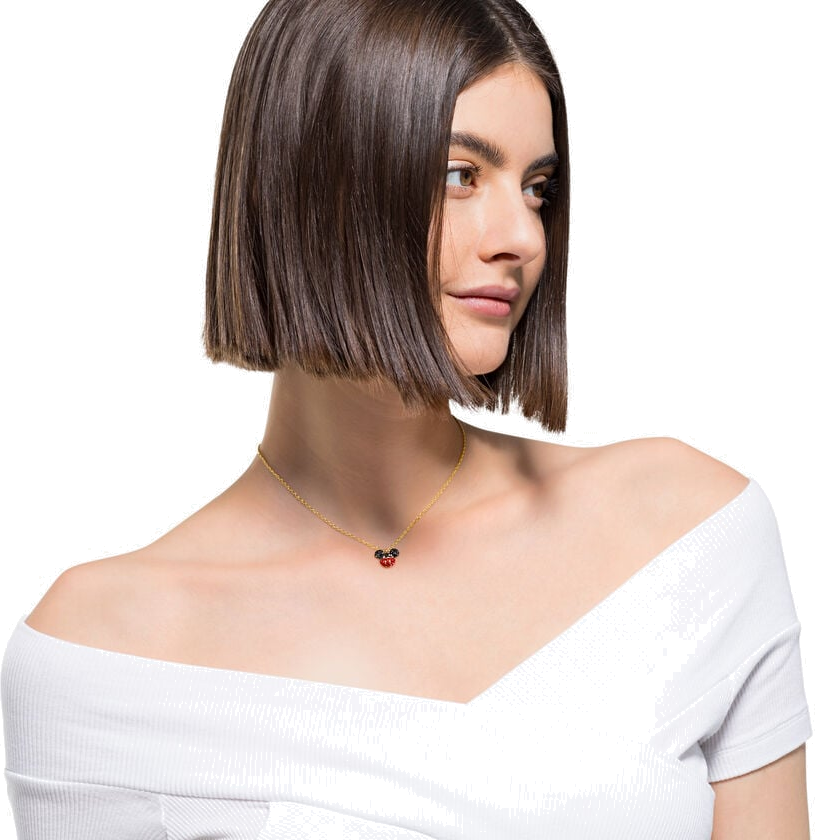 Collier Swarovski Mickey & Minnie 5559176 en plaqué or, cristaux noirs et rouges pour femme vue 4