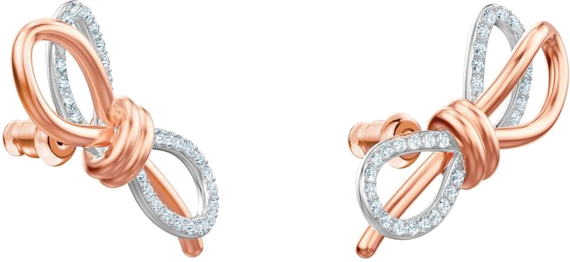 Boucles d'oreilles Swarovski Lifelong Bow 5447089 en plaqué or rose avec nœuds et cristaux blancs pour femme vue 2