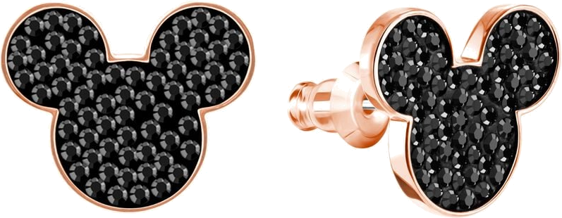 Boucles d'oreilles Swarovski Mickey & Minnie plaqué or rose et cristaux noirs - Réf. 5435137 vue 2