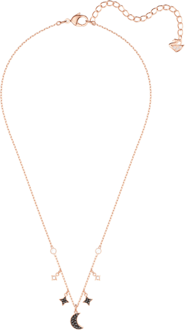 Collier Swarovski Symbolic Moon 5429737 en plaqué or rose avec cristaux noirs et blancs pour femme vue 2