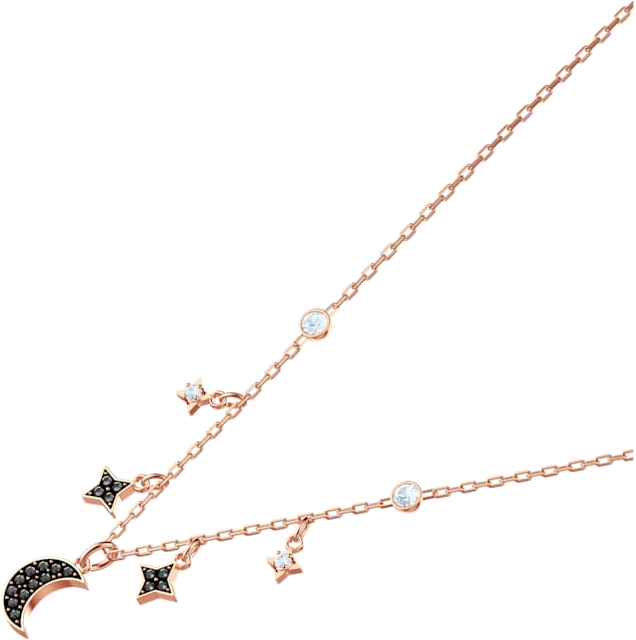 Collier Swarovski Symbolic Moon 5429737 en plaqué or rose avec cristaux noirs et blancs pour femme vue 3