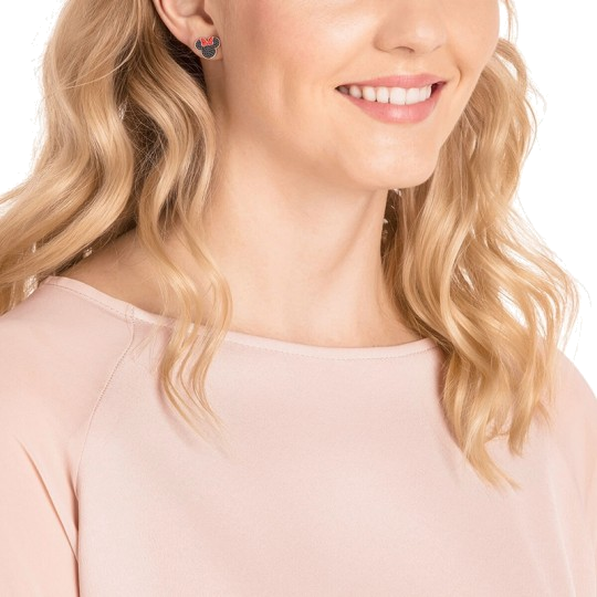 Boucles d'oreilles Swarovski 5446390 plaqué or rose cristaux noirs et rouges Mickey & Minnie pour femme vue 3
