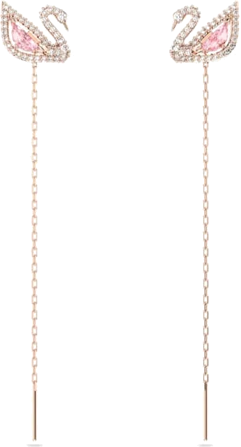 Boucles d'oreilles Swarovski Swan Drop 5469990 plaqué or rose incrustées de cristaux