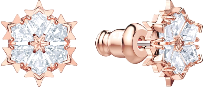 Boucles d'oreilles Swarovski Magic 5428429 en plaqué or rose, motif flocon de neige vue 2