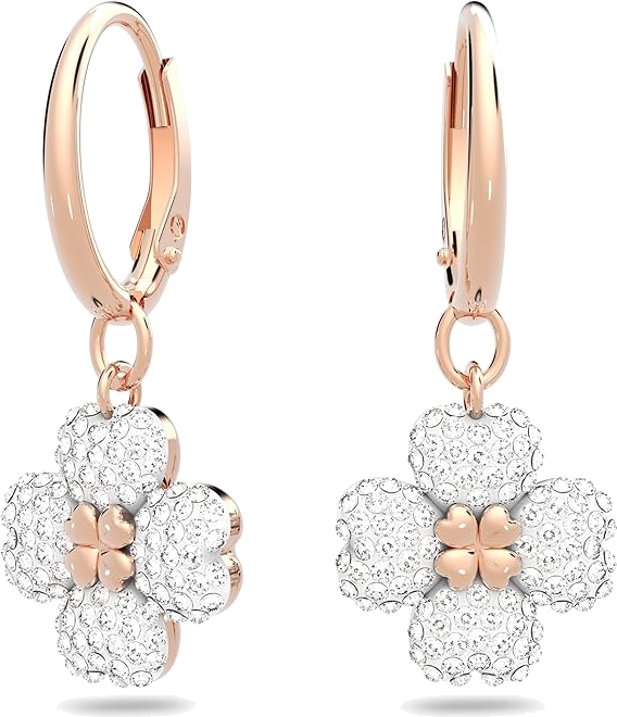 Boucles d'oreilles Swarovski Latisha Flower 5636517 en plaqué or rose et cristaux blancs pour femme