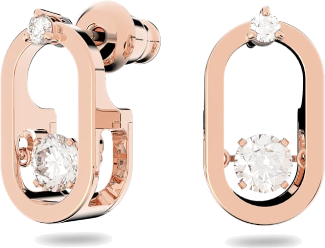 Boucles d'oreilles clous Swarovski Una 5468118 plaqué or rose cristaux blancs vue 2