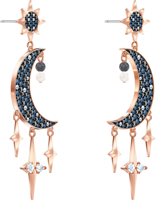 Boucles d'oreilles Swarovski Symbolic 5489536 en plaqué or rose et cristaux noir pour femme vue 2