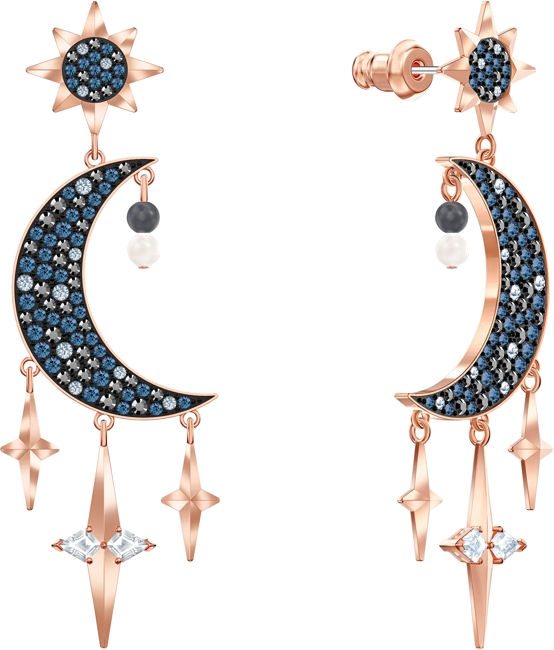 Boucles d'oreilles Swarovski Symbolic 5489536 en plaqué or rose et cristaux noir pour femme vue 3
