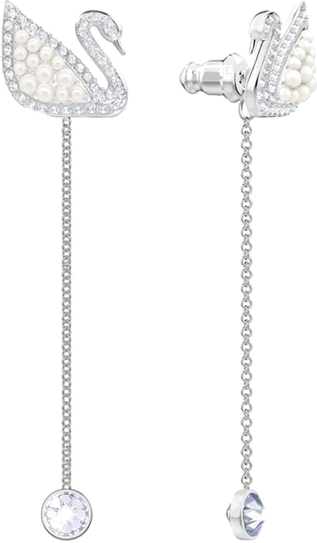 Boucles d'oreilles Swarovski Iconic Swan 5429270 en métal plaqué rhodium argenté pour femme vue 2