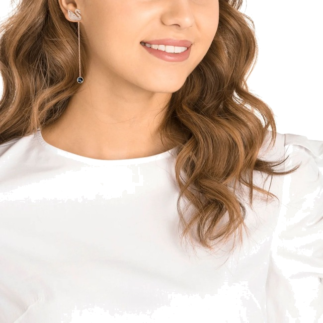 Boucles d'oreilles Swarovski Iconic Swan 5373164 en plaqué or rose pour femme vue 3