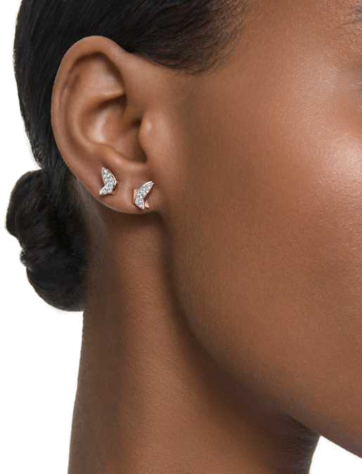 Boucles d'oreilles Swarovski Lilia 5636427 plaqué or rose pour femme, papillons avec cristaux blancs vue 4
