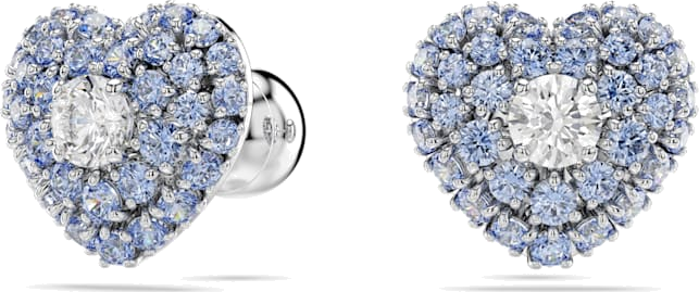 Boucles d'oreilles Swarovski Idyllia 5683576 pour femme, plaqué rhodium avec cœurs et cristaux bleus et blancs vue 2