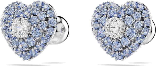 Boucles d'oreilles Swarovski Idyllia 5683576 pour femme, plaqué rhodium avec cœurs et cristaux bleus et blancs vue 3