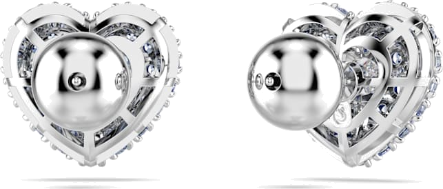 Boucles d'oreilles Swarovski Idyllia 5683576 pour femme, plaqué rhodium avec cœurs et cristaux bleus et blancs vue 4