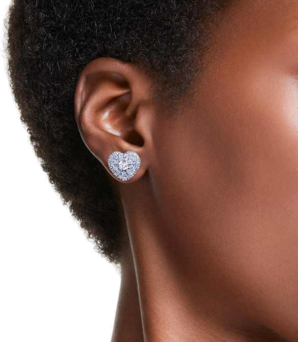 Boucles d'oreilles Swarovski Idyllia 5683576 pour femme, plaqué rhodium avec cœurs et cristaux bleus et blancs vue 5