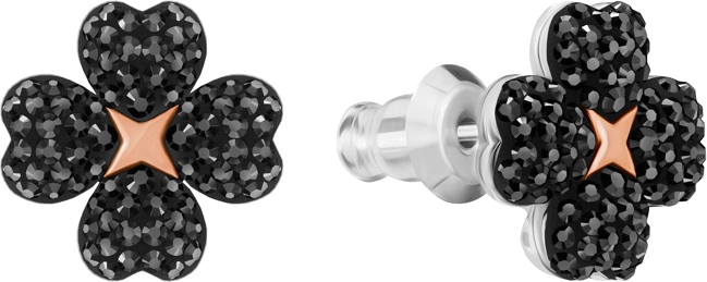 Boucles d'oreilles Swarovski Latisha Flower 5389161 pour femme, plaqué rhodium avec cristaux noirs et perles vue 4