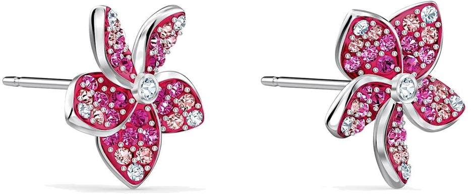 Boucles d'oreilles Swarovski 5519254 Tropical Flower plaqué rhodium, cristaux roses et blancs pour femme vue 2