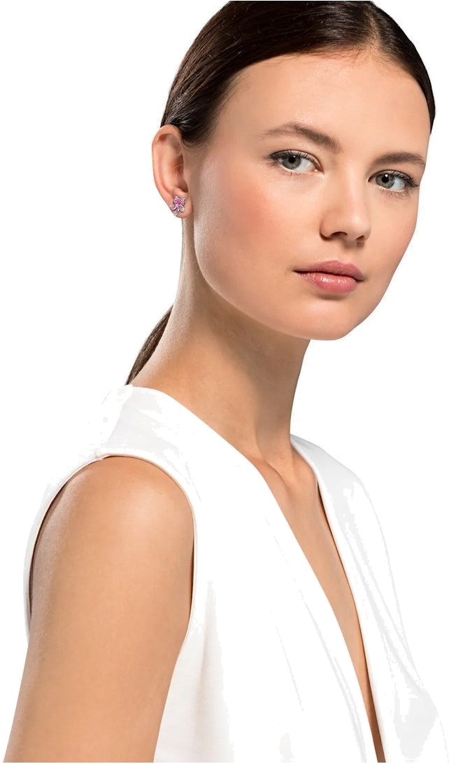 Boucles d'oreilles Swarovski 5519254 Tropical Flower plaqué rhodium, cristaux roses et blancs pour femme vue 3