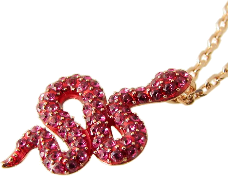 Collier Swarovski Leslie 5438407 en plaqué or rose avec serpent et cristaux rouges pour femme vue 2