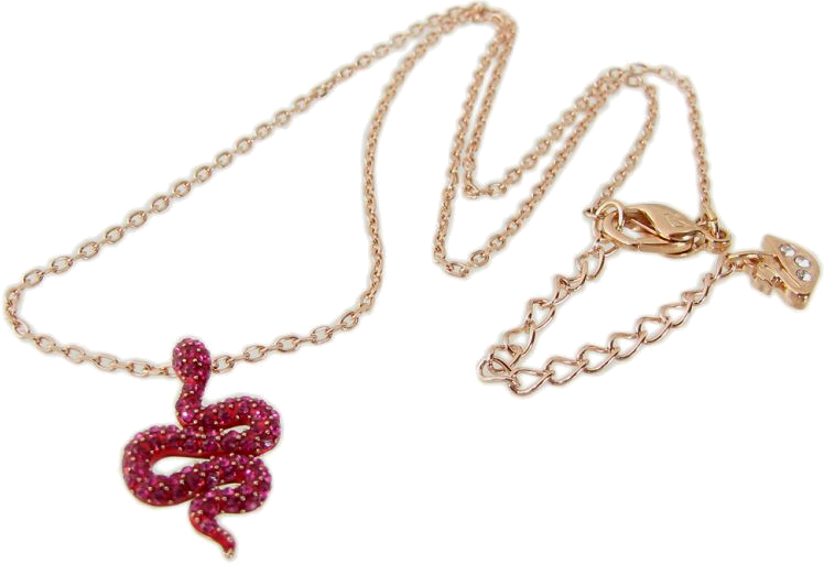 Collier Swarovski Leslie 5438407 en plaqué or rose avec serpent et cristaux rouges pour femme vue 4