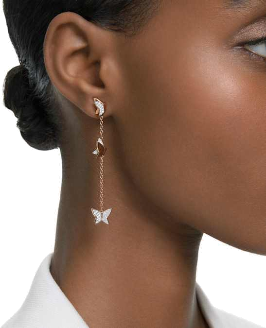 Boucles d'oreilles Swarovski Lilia 5636426 en plaqué or rose avec cristaux blancs pour femme vue 3