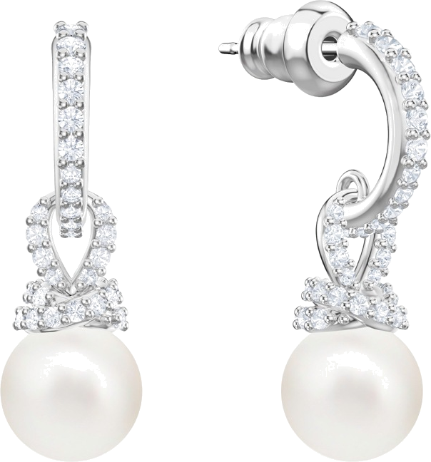 Boucles d'oreilles Swarovski Originally 5461080 en plaqué rhodium, cristaux blancs et perles pour femme vue 2