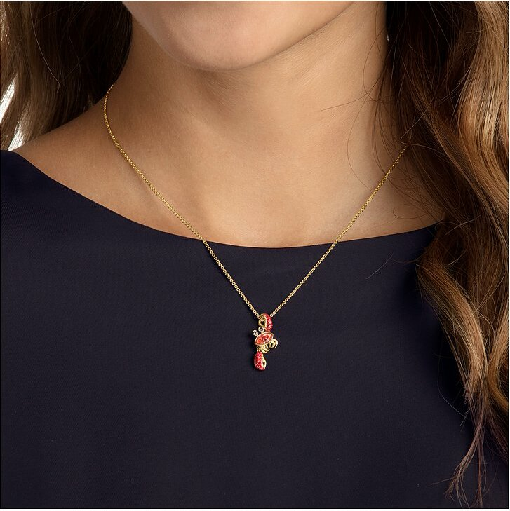 Collier Swarovski pour Femme Ocean Crab 5465940 plaqué or et cristaux rouges vue 4