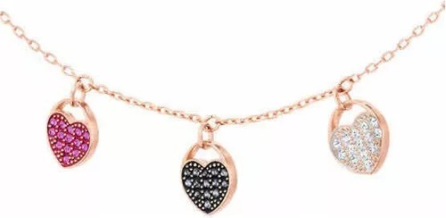 Collier Swarovski Ginger 5472449 - Choker pour femme en plaqué or rose avec cœurs et cristaux multicolores vue 2