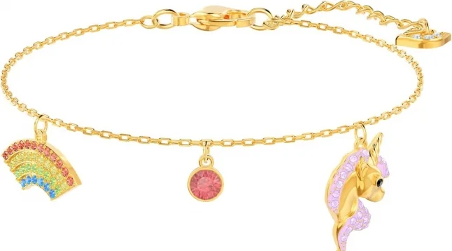 Bracelet Swarovski Unicorn Girl 5468316 plaqué or cristaux multicolores