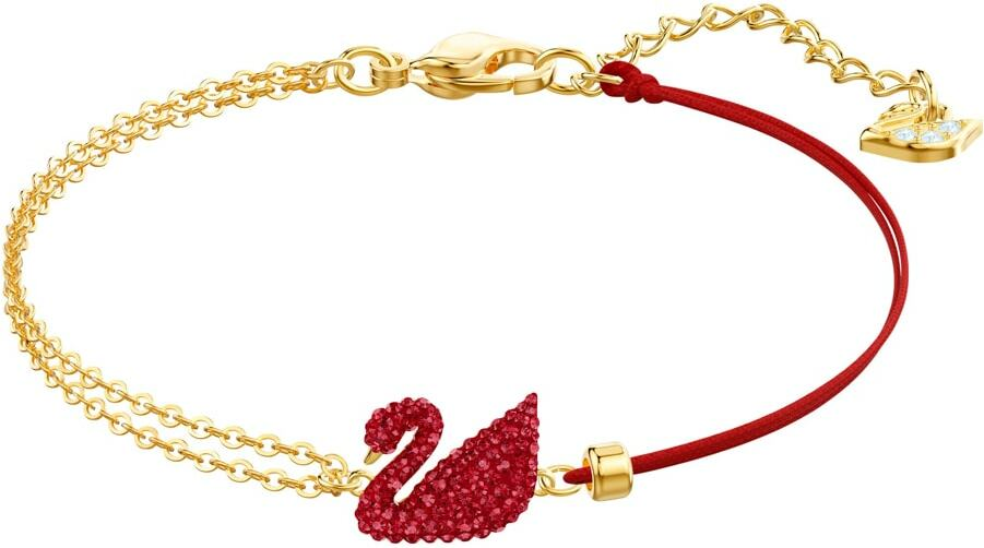 Bracelet Swarovski Iconic Swan 5465403 pour Femme, Plaqué Or et Corde Rouge avec Cristaux vue 2