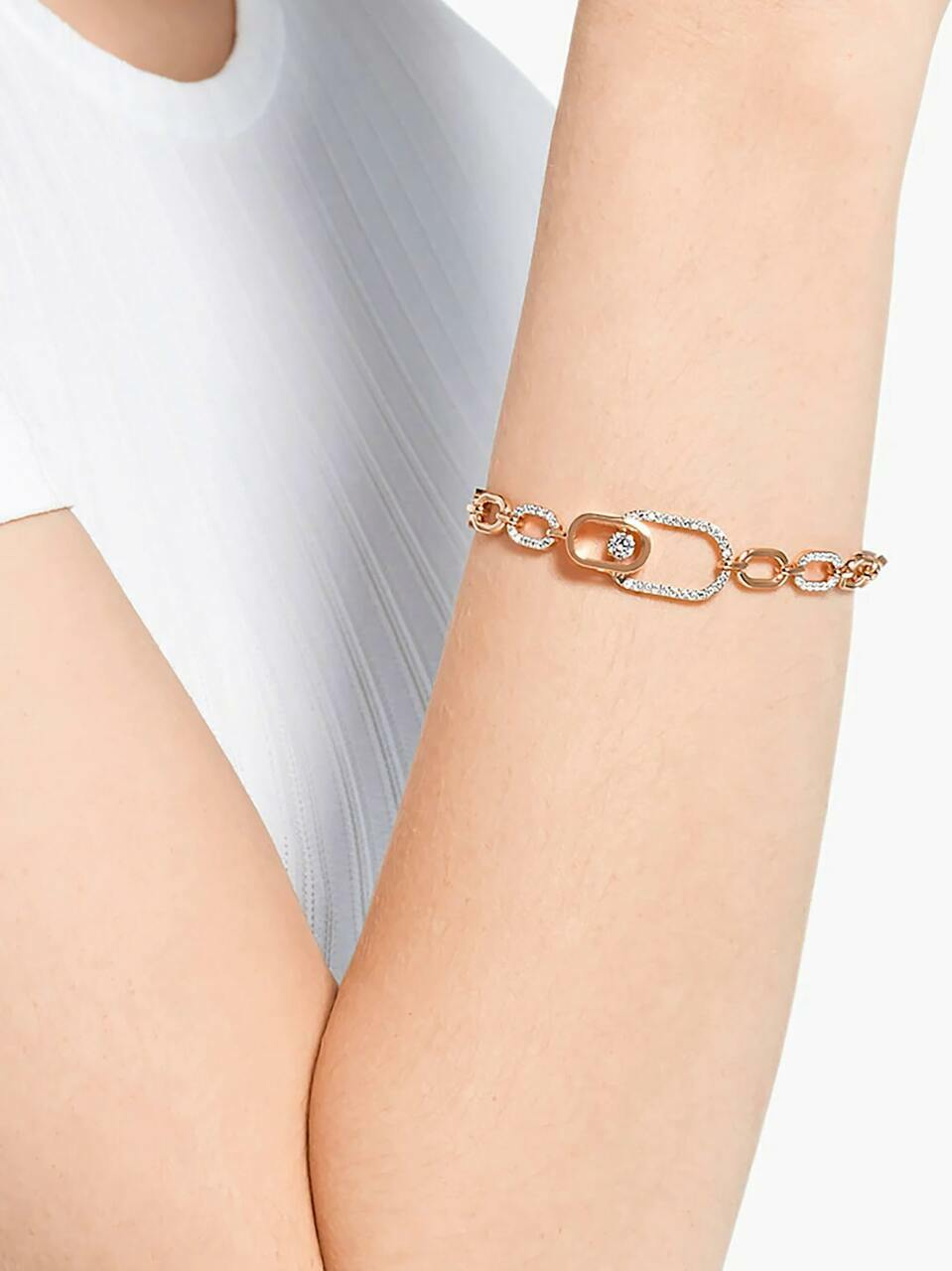 Bracelet Swarovski Sparkling Dance 5554217 pour Femme, plaqué or rose avec cristaux blancs vue 3