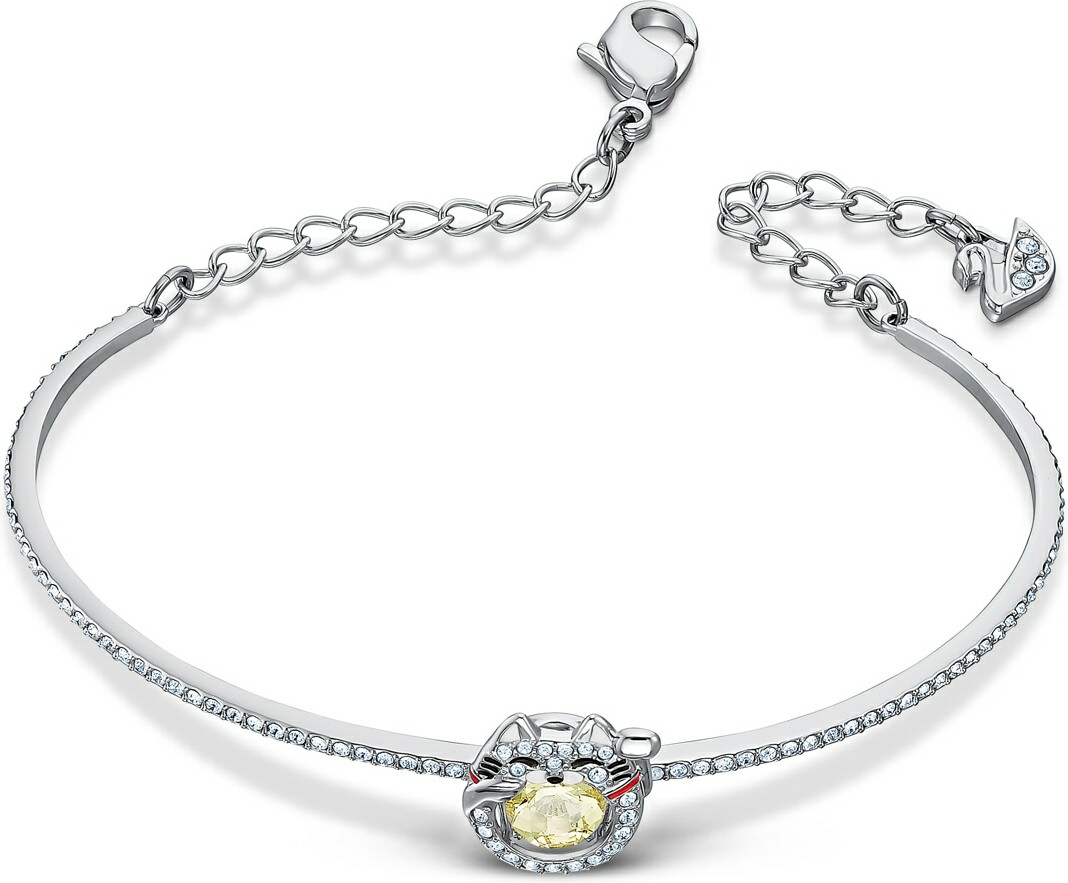 Bracelet jonc Swarovski Sparkling Dance Cat 5537487 en métal plaqué rhodium argenté pour femme vue 3