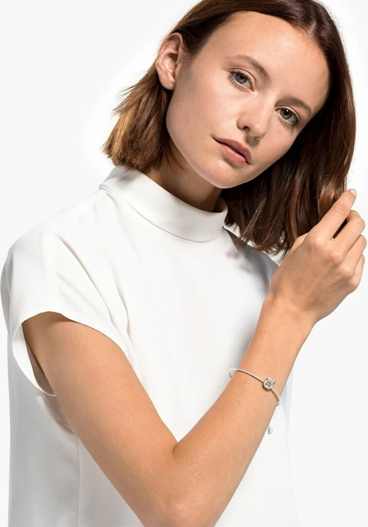 Bracelet jonc Swarovski Sparkling Dance Cat 5537487 en métal plaqué rhodium argenté pour femme vue 4