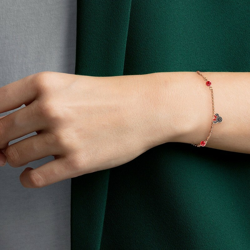 Bracelet Swarovski Remix Minnie 5462365 en métal plaqué or rose avec cristaux multicolores - Femme vue 3