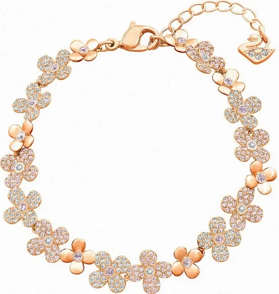 Bracelet Swarovski Elderflower 5253672 plaqué or rose incrusté de cristaux