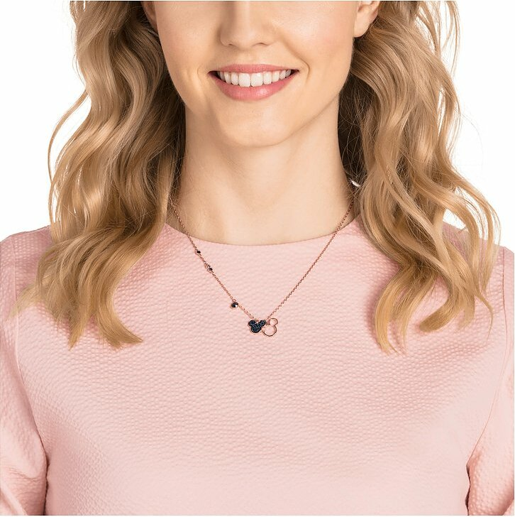 Collier Swarovski pour Femme 5429081 - Mickey & Minnie en plaqué or rose et cristaux noirs vue 3