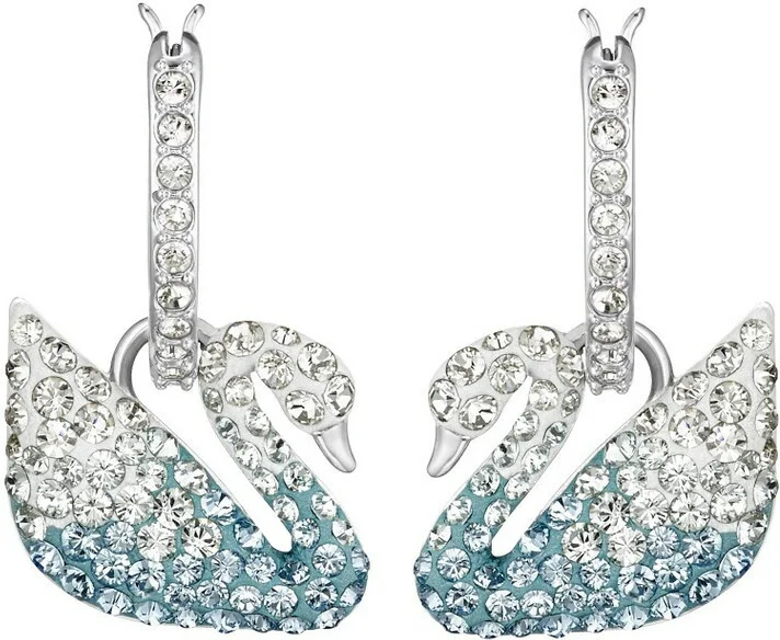 Boucles d'oreilles Swarovski Iconic Swan Lake 5512577 bleu plaqué rhodium micropavé de cristaux
