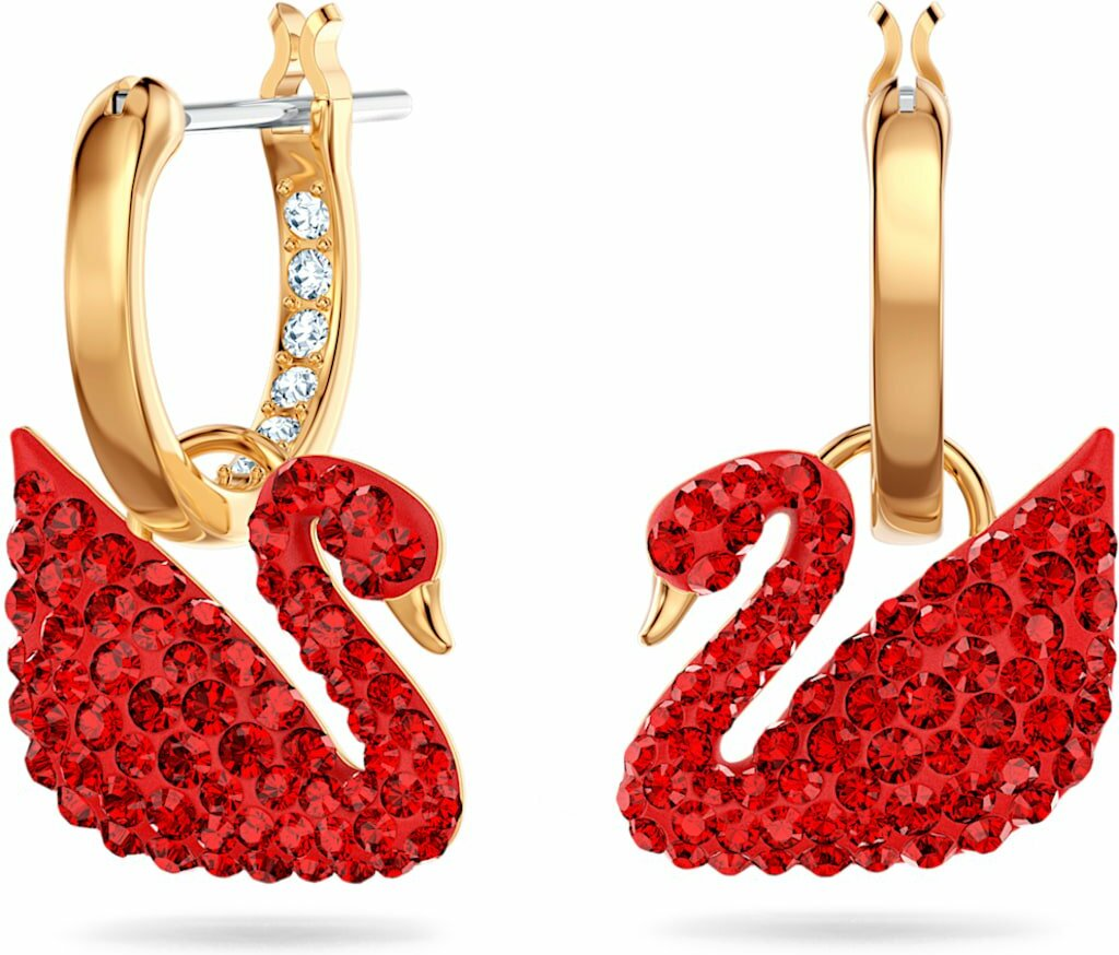 Boucles d'oreilles Swarovski Iconic Swan Lake rouge micropavé - Réf. 111569 vue 2